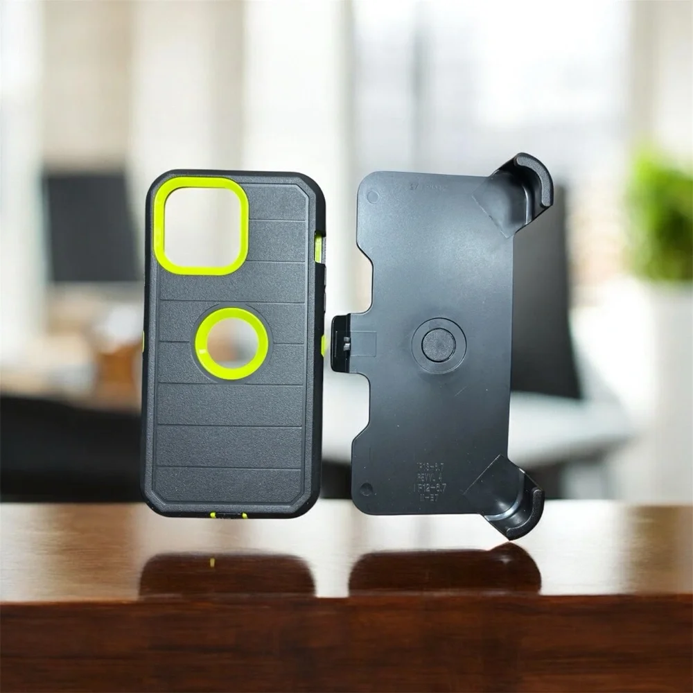 Black and Green 14 Pro max Protective Phone Case